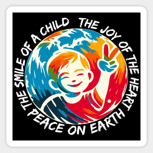 World Of The Peace. Peace To The World. The Smile Of A Child The Joy Of The Heart Peace On Earth. Magnet by JSJ Art